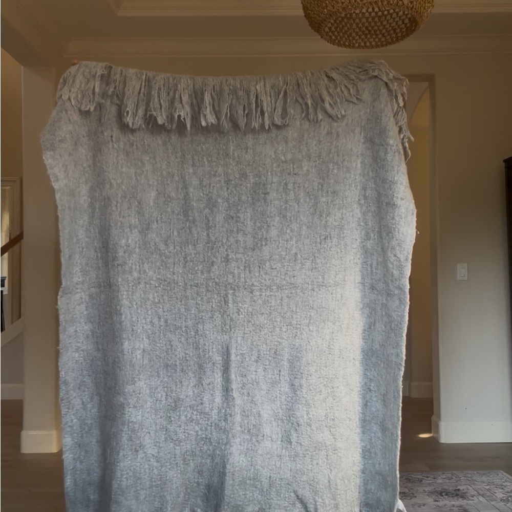 Anthropologie beautiful Heather Gray Throw blanket